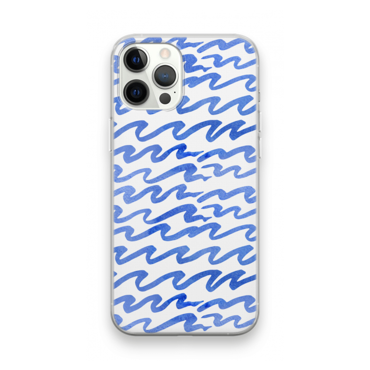 Blauwe golven: iPhone 12 Pro Max Transparant Hoesje