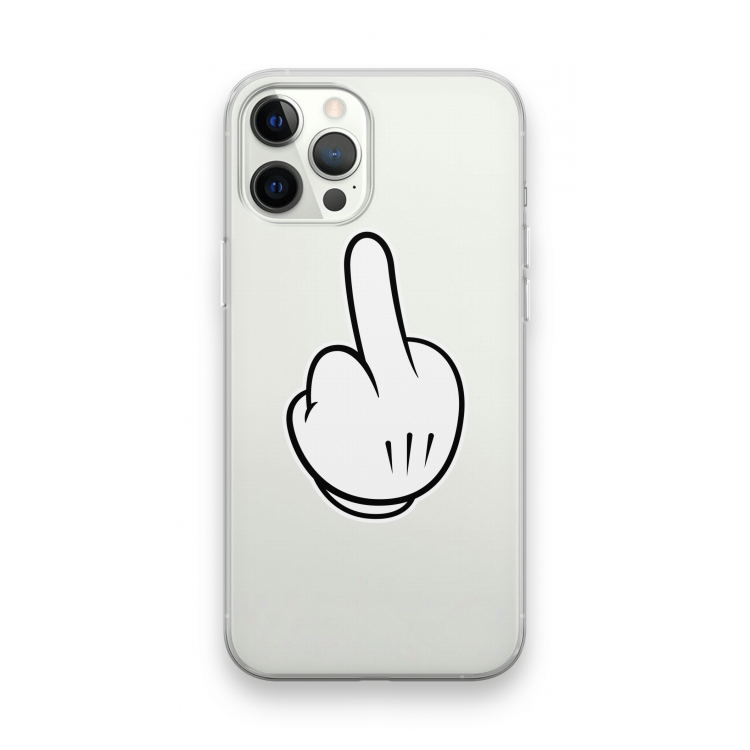 Middle finger white: iPhone 12 Pro Max Transparant Hoesje