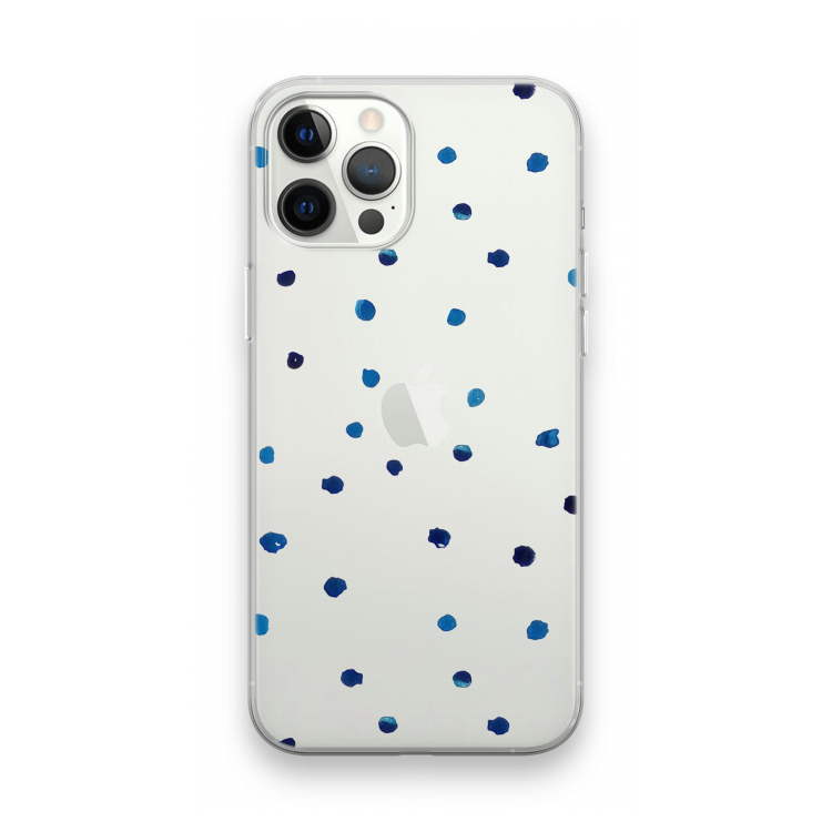Blauwe stippen: iPhone 12 Pro Max Transparant Hoesje