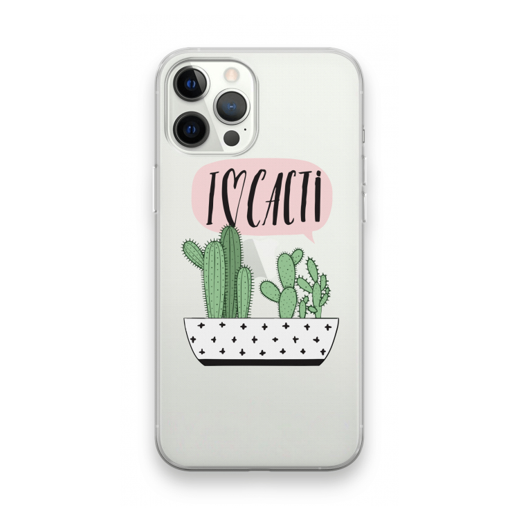 I love cacti: iPhone 12 Pro Max Transparant Hoesje