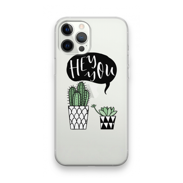 Hey you cactus: iPhone 12 Pro Max Transparant Hoesje