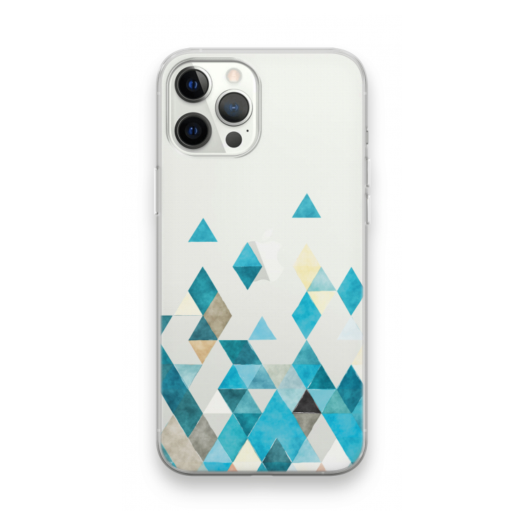 Gekleurde driehoekjes blauw: iPhone 12 Pro Max Transparant Hoesje