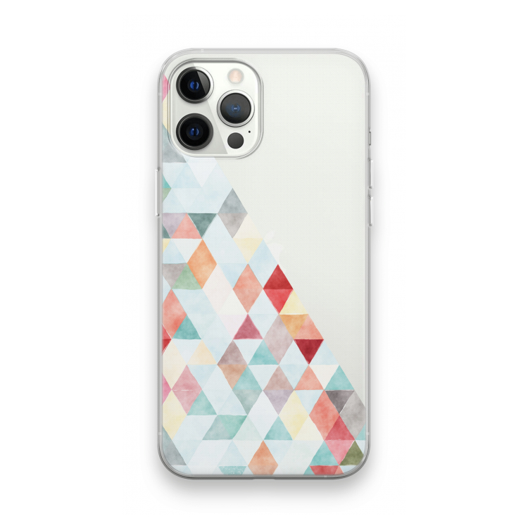 Gekleurde driehoekjes pastel: iPhone 12 Pro Max Transparant Hoesje