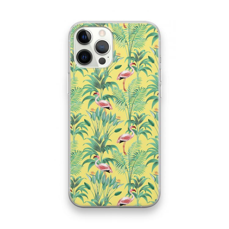 Flamingo party: iPhone 12 Pro Max Transparant Hoesje