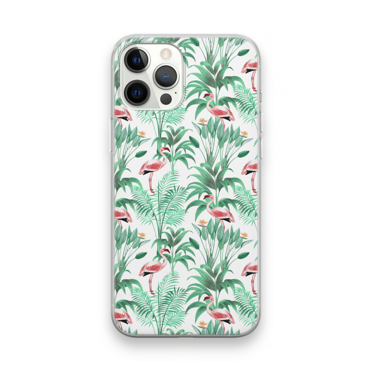 Flamingo bladeren: iPhone 12 Pro Max Transparant Hoesje