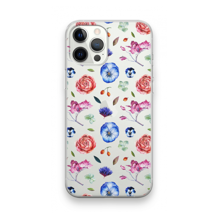 Bloemetjes: iPhone 12 Pro Max Transparant Hoesje