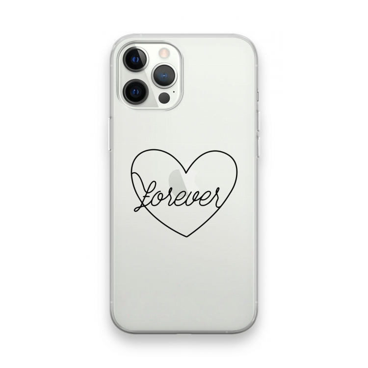 Forever heart black: iPhone 12 Pro Max Transparant Hoesje