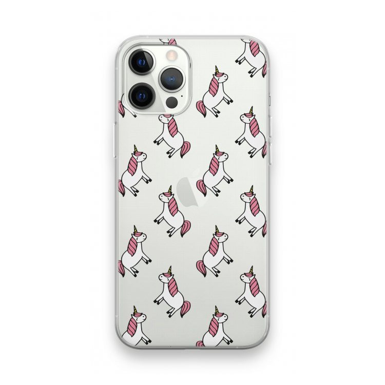 Eenhoorns overal: iPhone 12 Pro Max Transparant Hoesje
