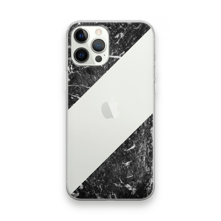 Zwart marmer: iPhone 12 Pro Max Transparant Hoesje