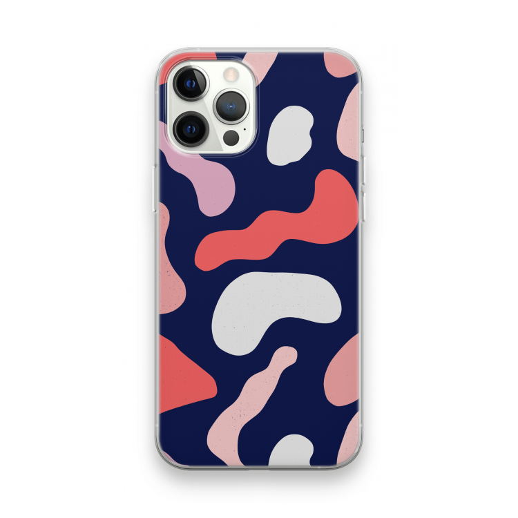Memphis Shapes Pink: iPhone 12 Pro Max Transparant Hoesje