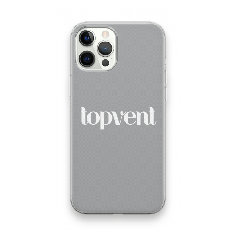 Topvent Grijs Wit: iPhone 12 Pro Max Transparant Hoesje