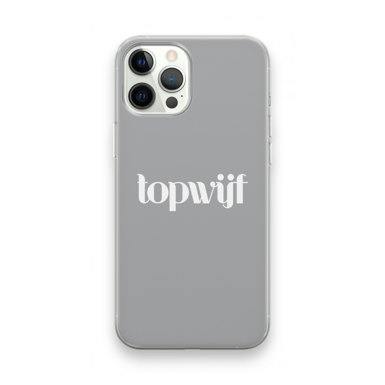 Topwijf Grijs Wit: iPhone 12 Pro Max Transparant Hoesje