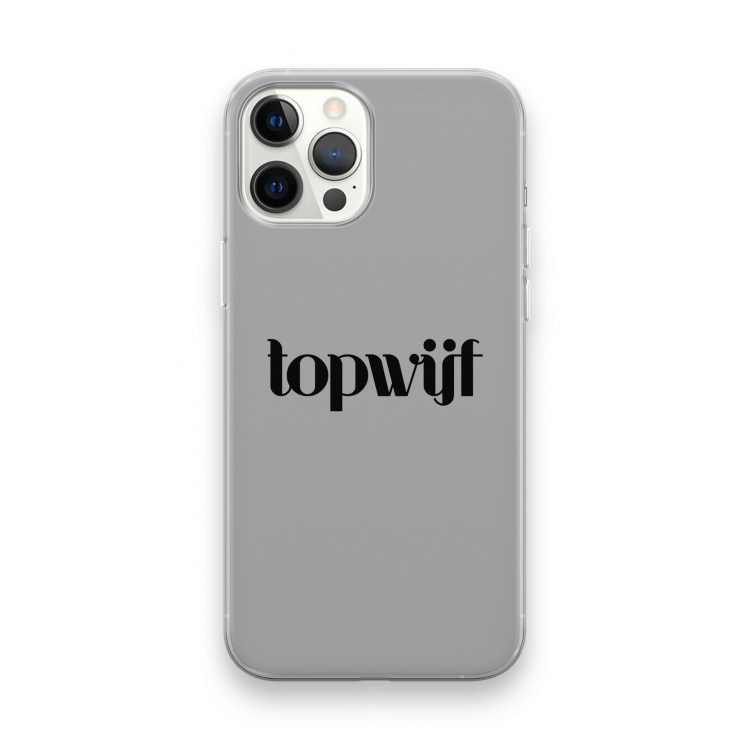 Topwijf Grijs Zwart: iPhone 12 Pro Max Transparant Hoesje