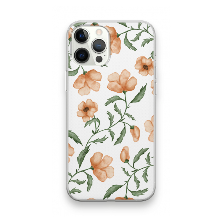 Peachy flowers: iPhone 12 Pro Max Transparant Hoesje
