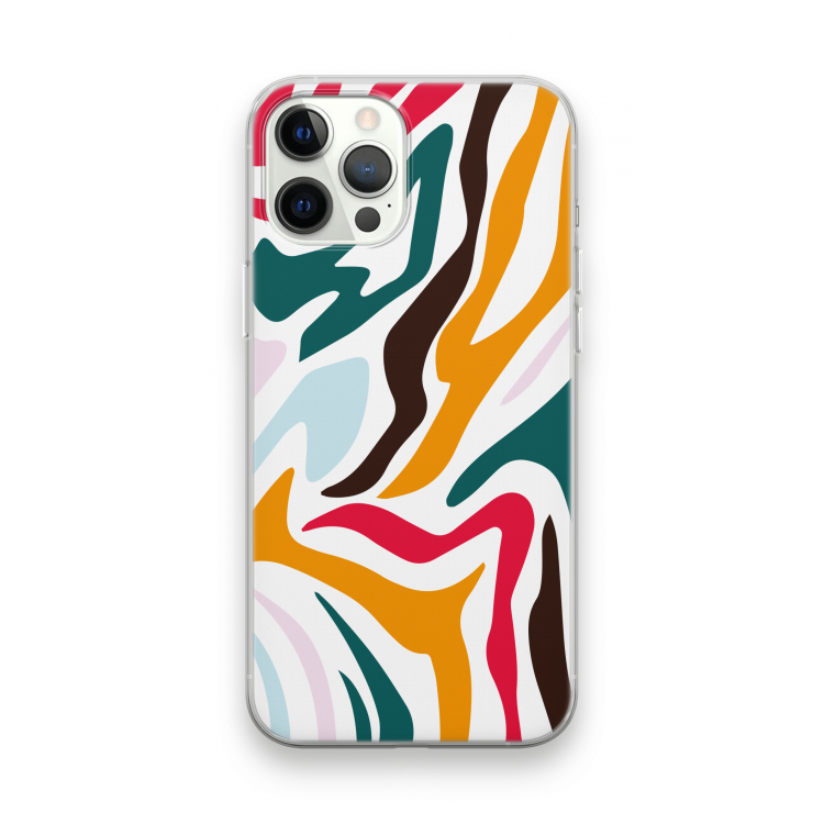 Colored Zebra: iPhone 12 Pro Max Transparant Hoesje