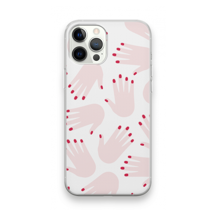 Hands pink: iPhone 12 Pro Max Transparant Hoesje