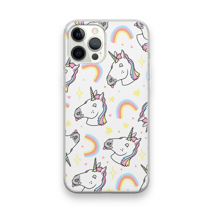 Rainbow Unicorn: iPhone 12 Pro Max Transparant Hoesje