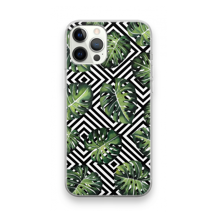 Geometrische jungle: iPhone 12 Pro Max Transparant Hoesje