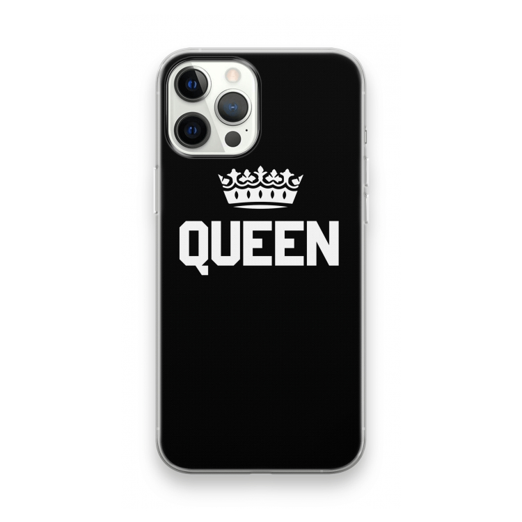 Queen zwart: iPhone 12 Pro Max Transparant Hoesje