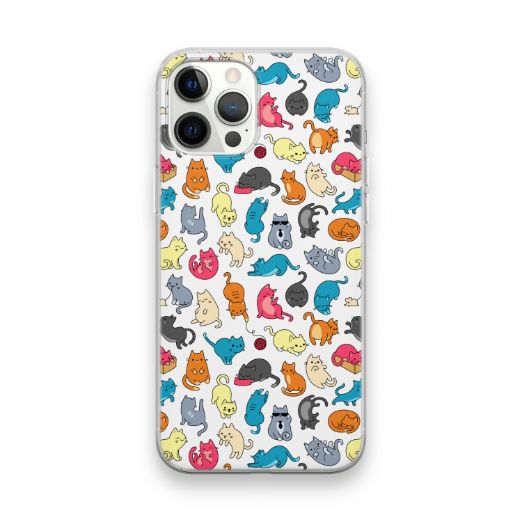 Kleurrijke katten: iPhone 12 Pro Max Transparant Hoesje