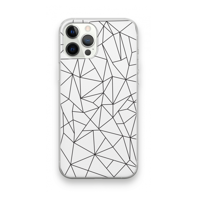 Geometrische lijnen zwart: iPhone 12 Pro Max Transparant Hoesje