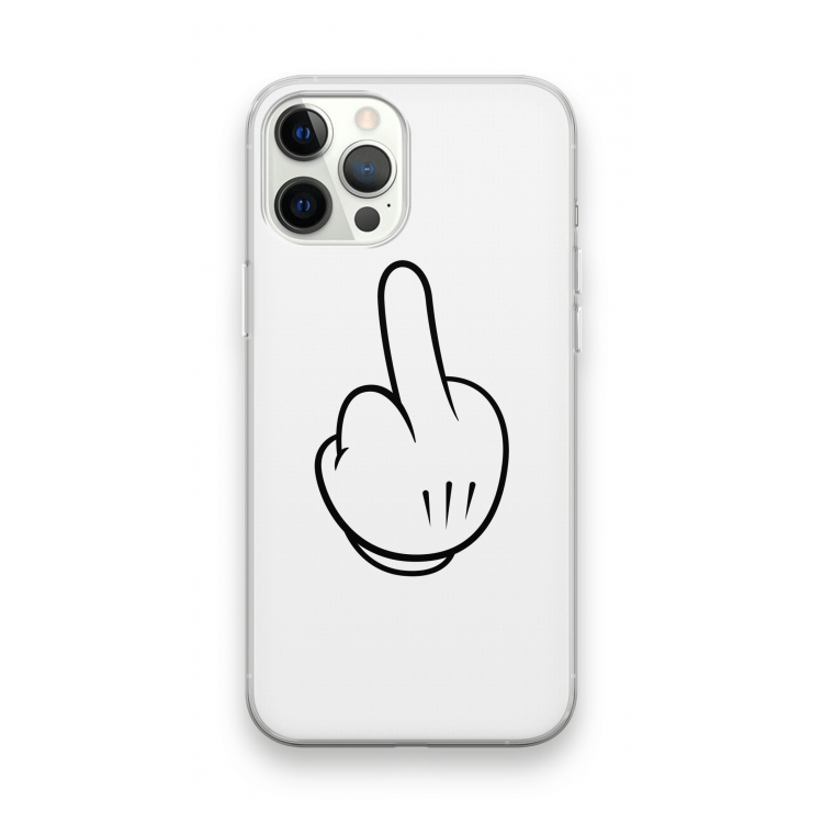 Middle finger white: iPhone 12 Pro Max Transparant Hoesje
