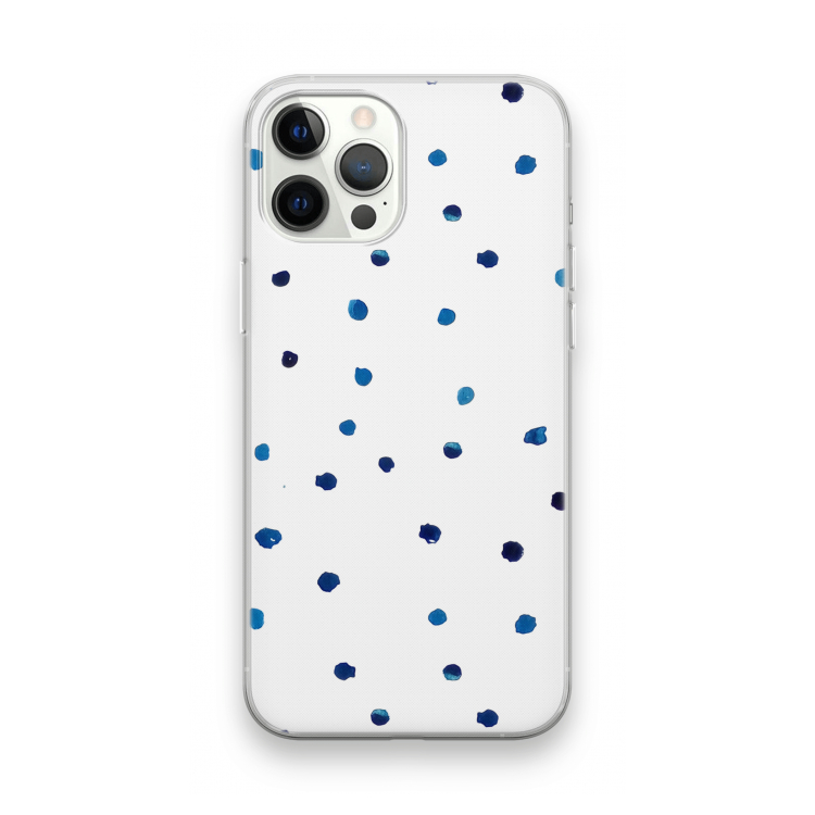 Blauwe stippen: iPhone 12 Pro Max Transparant Hoesje
