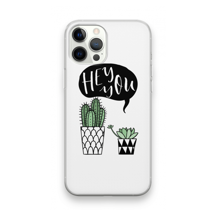 Hey you cactus: iPhone 12 Pro Max Transparant Hoesje