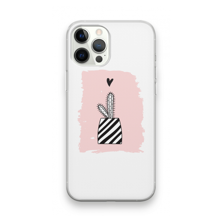 Zwart-wit cactus: iPhone 12 Pro Max Transparant Hoesje