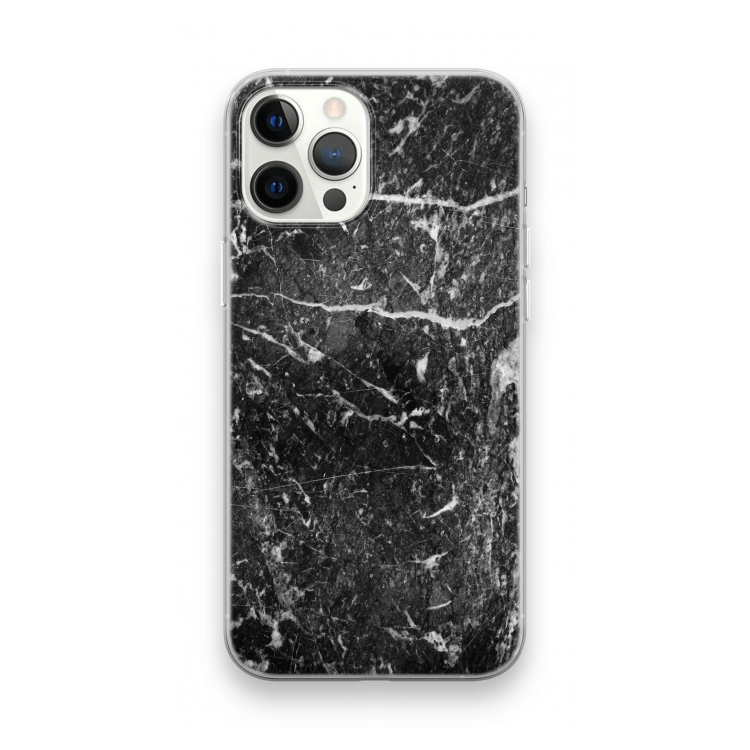 Zwart marmer: iPhone 12 Pro Max Transparant Hoesje