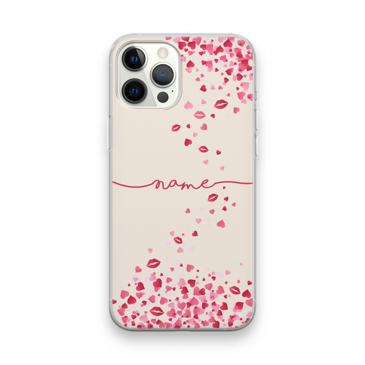 Hartjes en kusjes: iPhone 12 Pro Max Transparant Hoesje