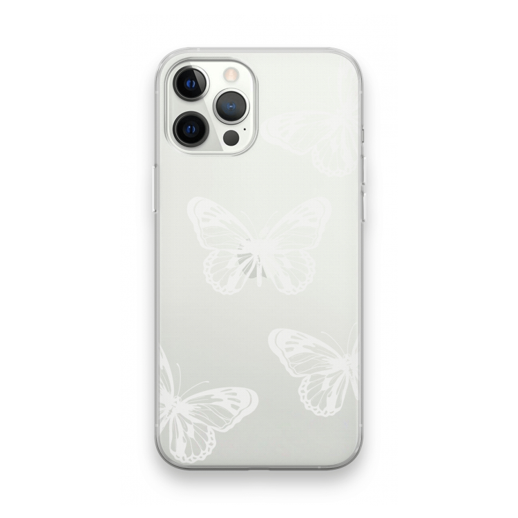 White butterfly: iPhone 12 Pro Max Transparant Hoesje