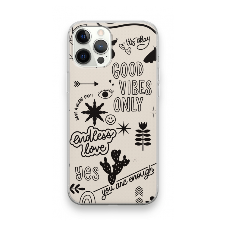 Good vibes: iPhone 12 Pro Max Transparant Hoesje