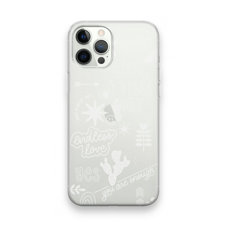 Good vibes: iPhone 12 Pro Max Transparant Hoesje