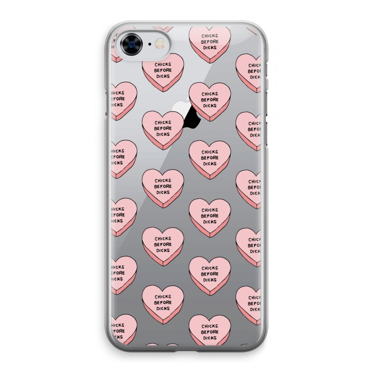 Chicks before dicks: iPhone 8 Transparant Hoesje