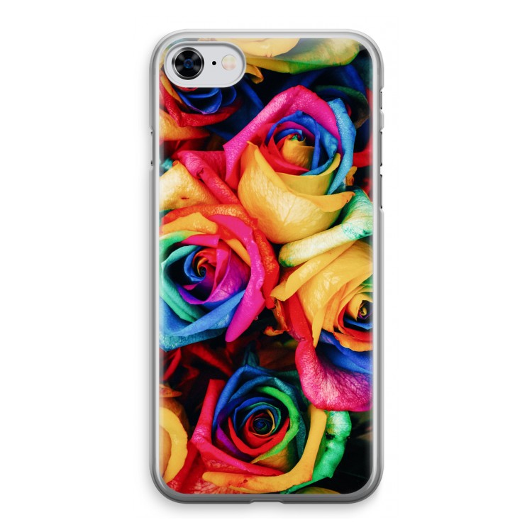 Neon bloemen: iPhone 8 Transparant Hoesje