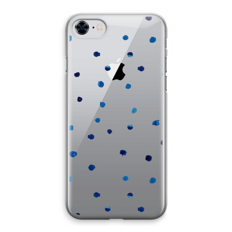 Blauwe stippen: iPhone 8 Transparant Hoesje