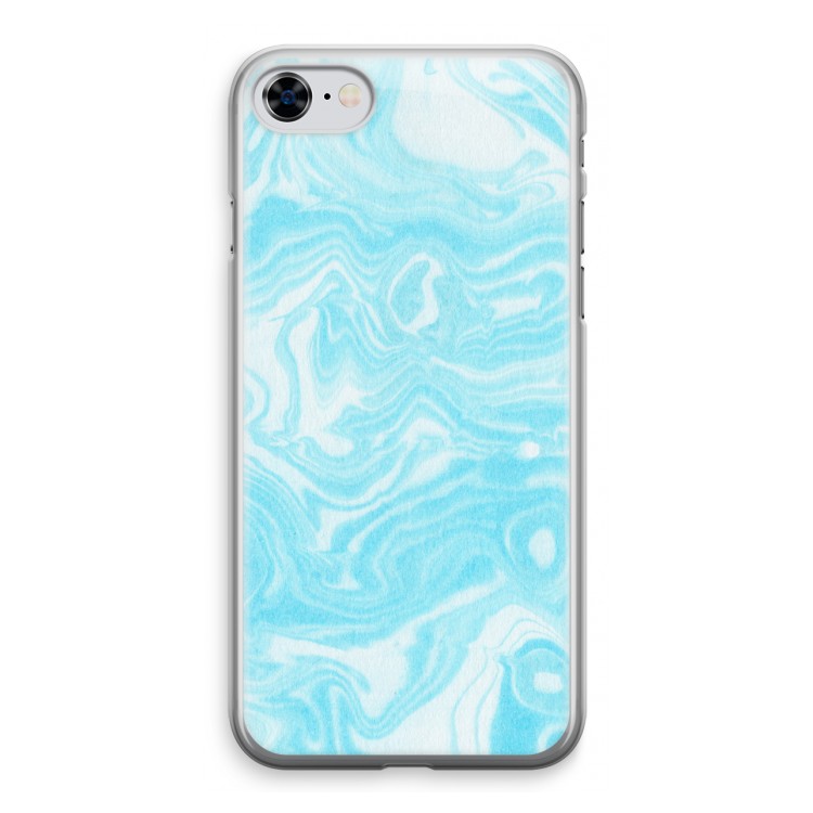 Waterverf blauw: iPhone 8 Transparant Hoesje