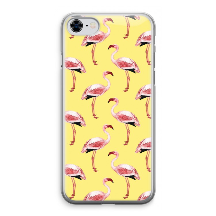 Flamingo's geel: iPhone 8 Transparant Hoesje