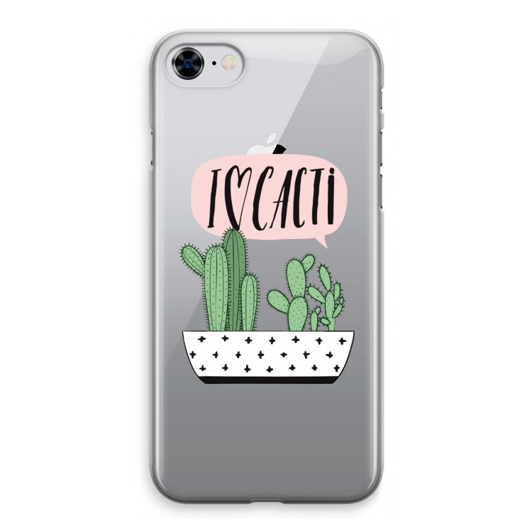 I love cacti: iPhone 8 Transparant Hoesje