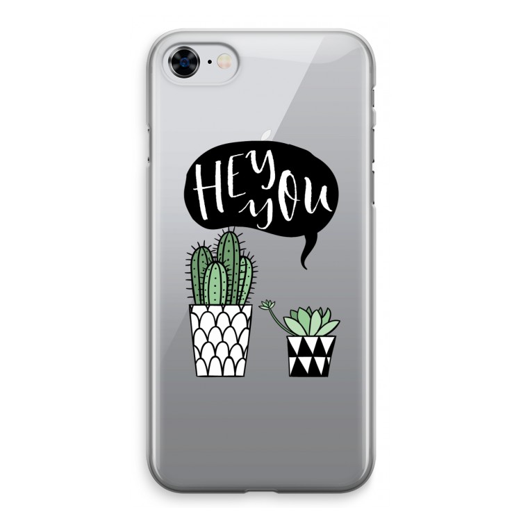 Hey you cactus: iPhone 8 Transparant Hoesje