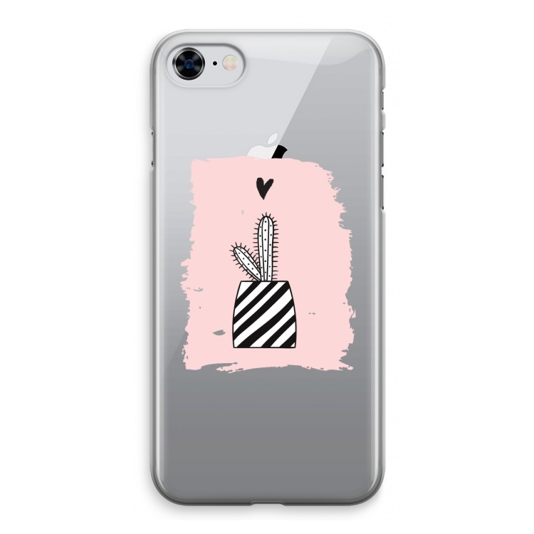 Zwart-wit cactus: iPhone 8 Transparant Hoesje