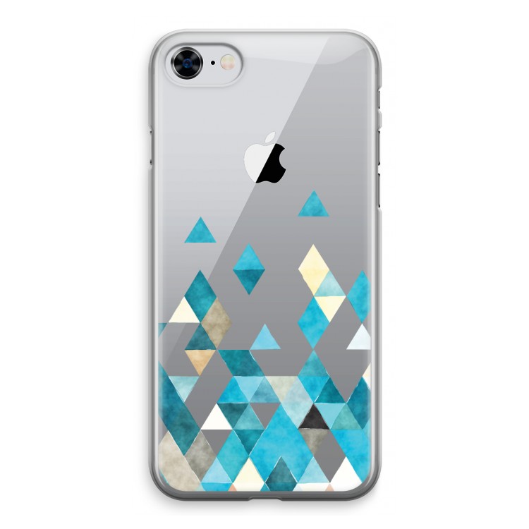 Gekleurde driehoekjes blauw: iPhone 8 Transparant Hoesje