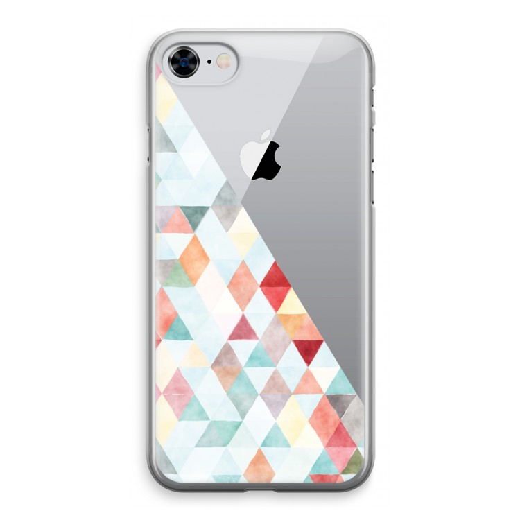 Gekleurde driehoekjes pastel: iPhone 8 Transparant Hoesje