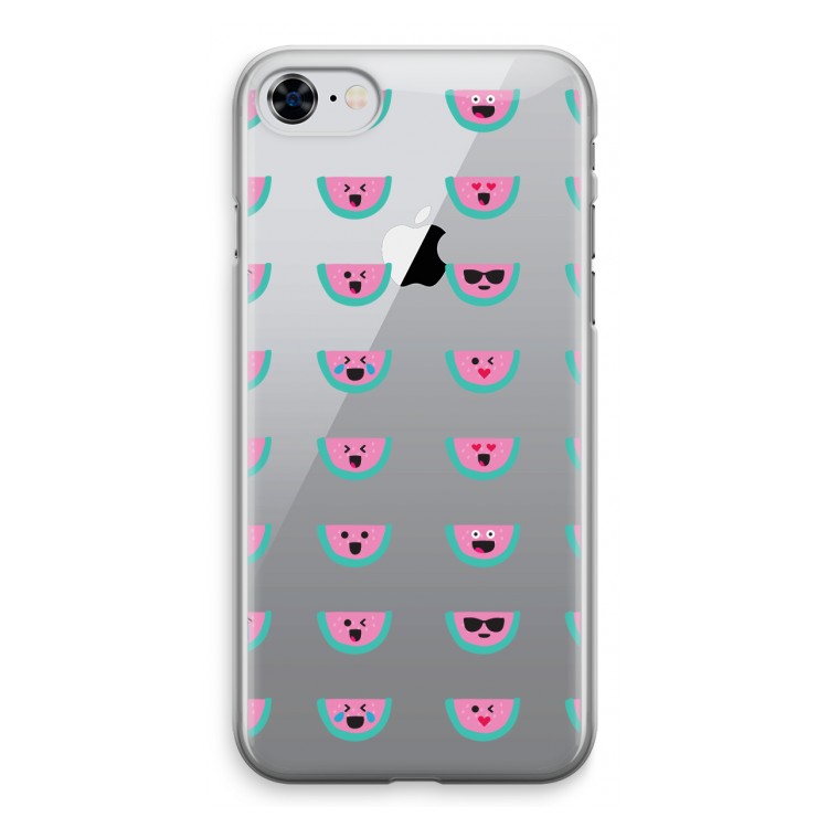 Smiley watermeloenprint: iPhone 8 Transparant Hoesje