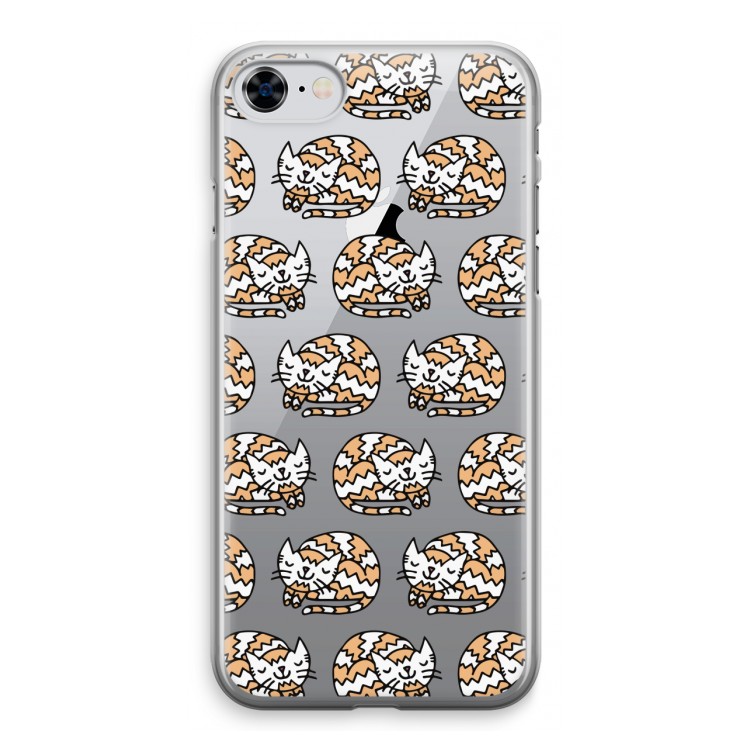 Slapende poes: iPhone 8 Transparant Hoesje