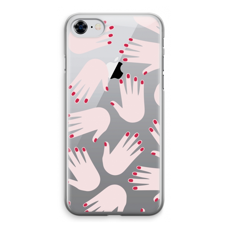Hands pink: iPhone 8 Transparant Hoesje