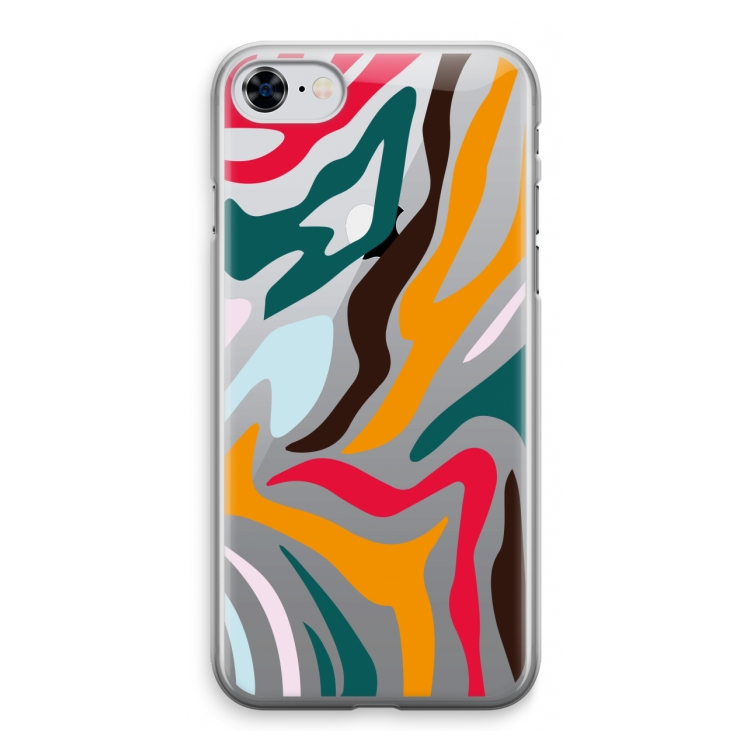 Colored Zebra: iPhone 8 Transparant Hoesje