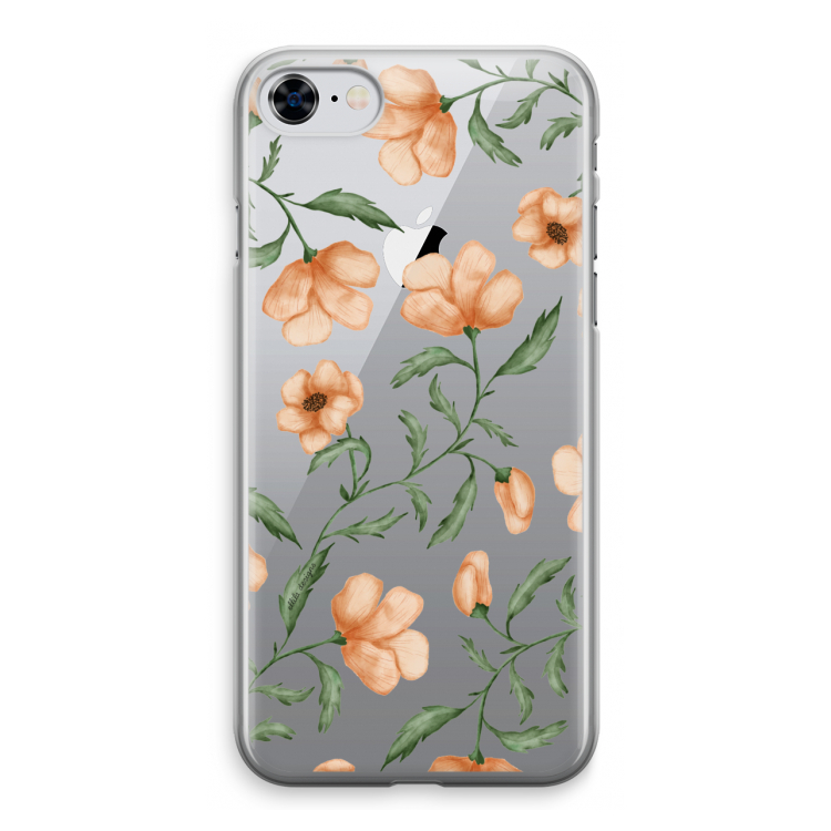 Peachy flowers: iPhone 8 Transparant Hoesje