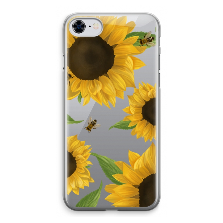 Sunflower and bees: iPhone 8 Transparant Hoesje